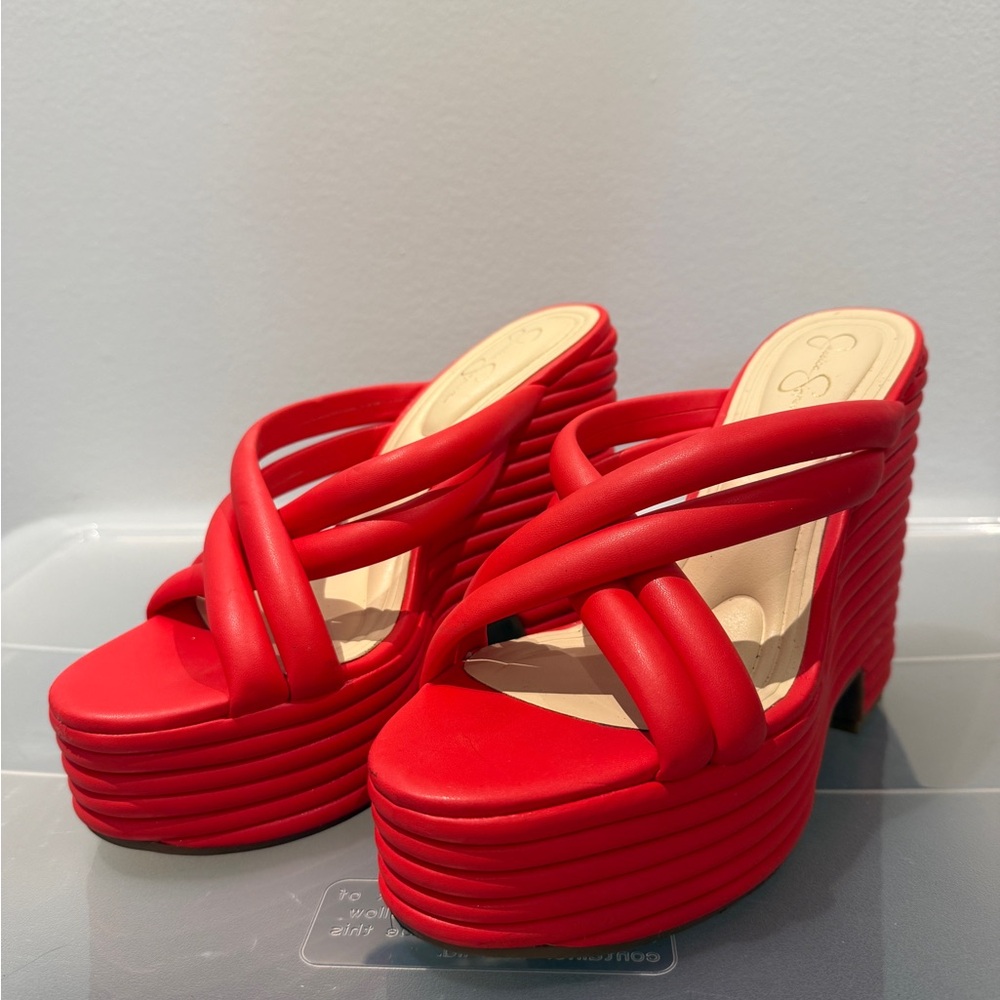 Jessica Simpson Bold Red Platform Sandals
